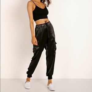 LNA Shine Cargo Pants in Black M